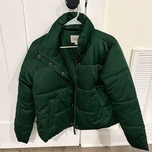 LOFT Dark Green Puffer Jacket